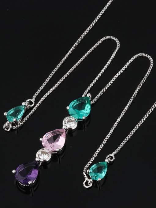 Platinum Copper With Glass stone Fashion Water Drop Necklaces