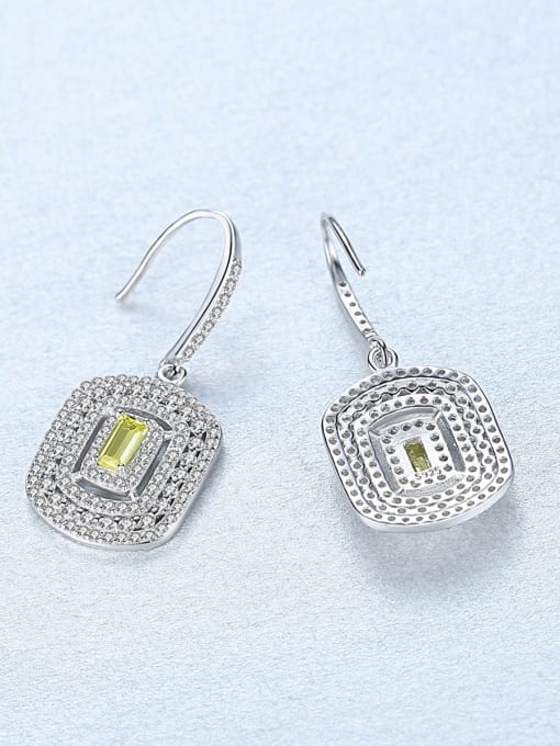 CCUI 925 Sterling Silver With Platinum Plated Delicate Square Hook Earrings 3