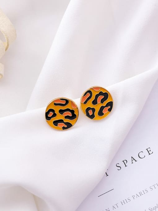 A yellow leopard print (small circle) Alloy With Gold Plated Personality Classic Leopard Print Drop Earrings
