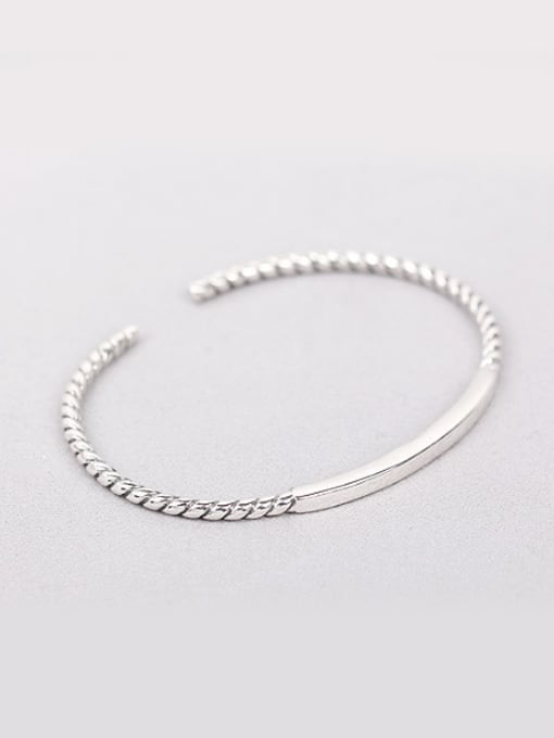 Peng Yuan Simple Silver Opening Twisted Bangle 0