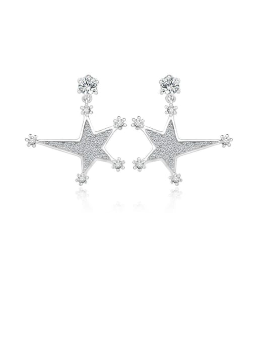 platinum Copper With Cubic Zirconia Luxury Star Stud Earrings