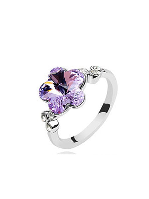 purple Simple Flowery austrian Crystal Alloy Ring