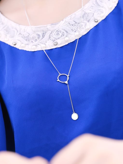 Peng Yuan Simple Hollow Round Silver Necklace 1