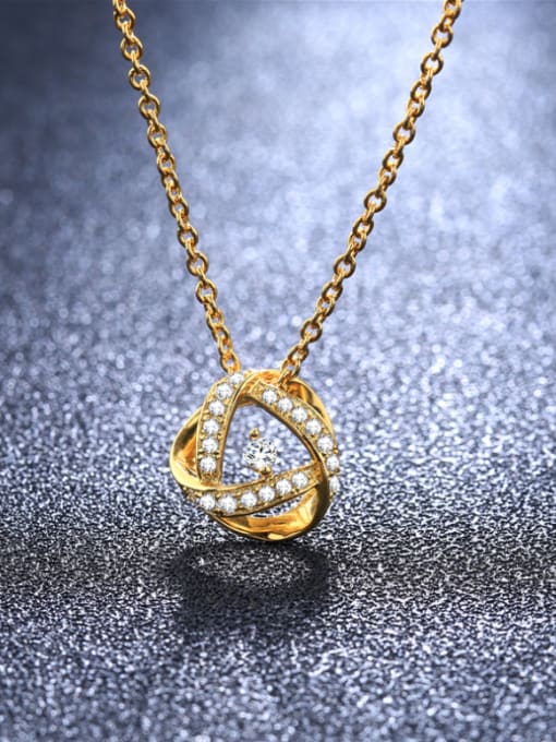 Golden Exquisite Geometric Shaped AAA Zircon Necklace