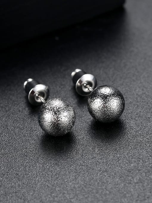 BLING SU Copper With Silver Plated Simplistic Ball Stud Earrings 0