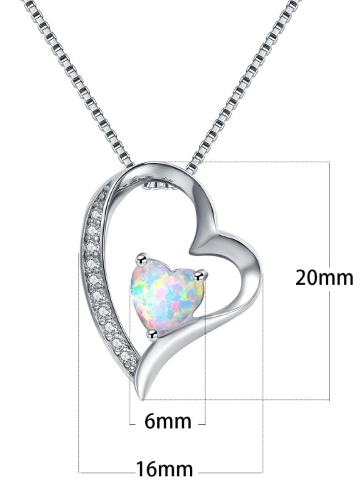 UNIENO Copper inlaid Zirconia Heart Shaped opal necklace 1