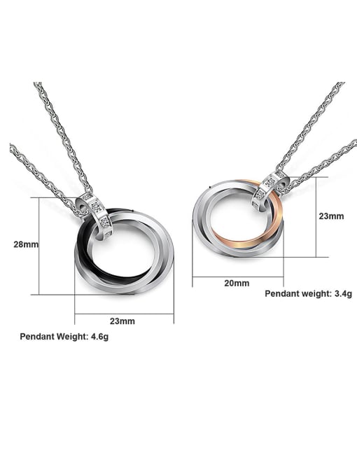 RANSSI Simple Three Rings Lovers Necklace 3