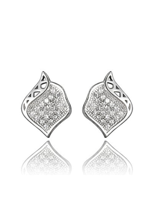 SANTIAGO Exquisite White Gold Plated Geometric Shaped Zircon Stud Earrings 0