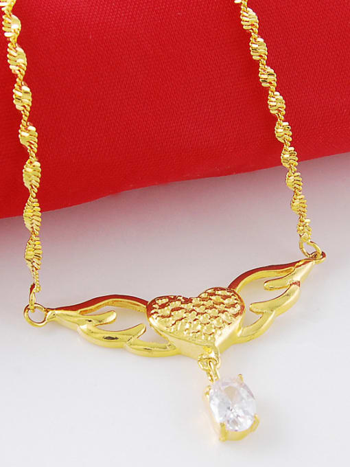 Yi Heng Da Creative 24K Gold Plated Wings Shaped Rhinestone Necklace 2