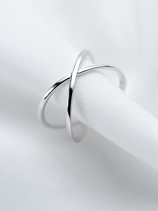 Rosh 925 Sterling Silver With Platinum Plated Simplistic Geometric Rings