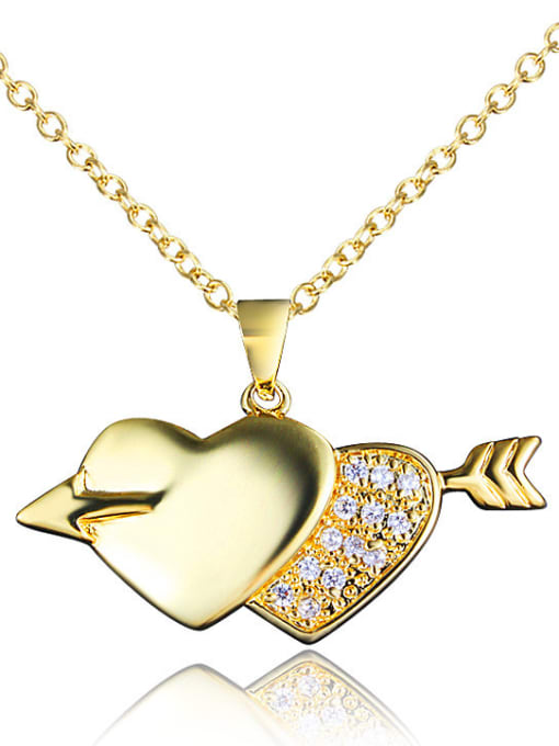SANTIAGO Creative White Gold Double Heart Shaped Zircon Necklace 2