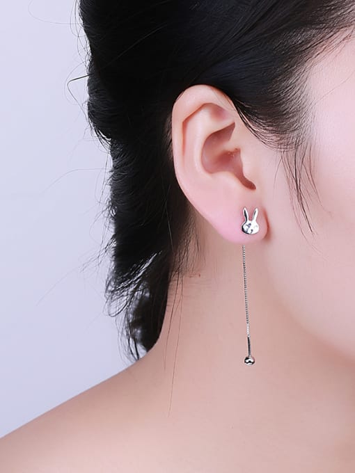 One Silver Cute Animal Shaped Silver Drop Earring 1