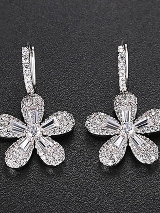 Platinum Copper With Gun Plated Vintage Flower Drop Earrings