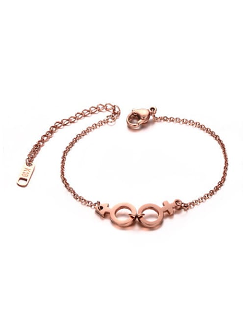 CONG All-match Geometric Shaped Rose Gold Plated Titanium Bracelet 0