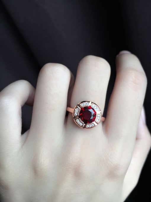 Red Fashion Gemstone Round Ring