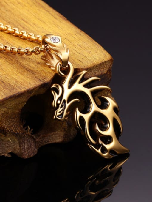 Open Sky Personalized Dragon Pendant Titanium Men Necklace 2