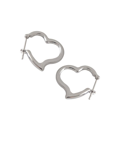 DAKA 925 Sterling Silver With Smooth Simplistic Heart Clip On Earrings 1