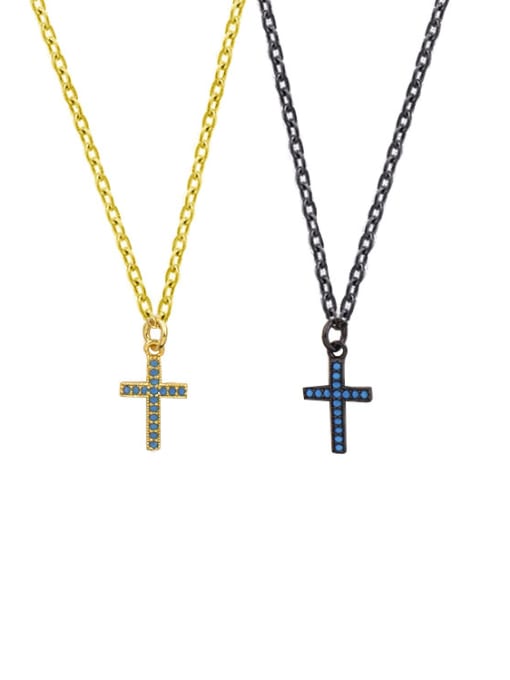 My Model Cross Shaped Simple Small Gold Black Plated Necklace 1