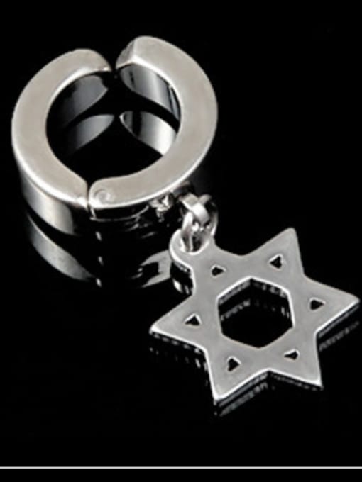 Section 4 Steel Six Stars Stainless Steel With Black Gun Plated Personality Cross Stud Earrings