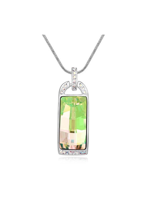 green Simple Rectangular austrian Crystal Pendant Alloy Necklace