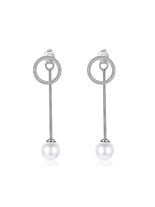 Rosh Simple Hollow Round Imitation Pearl Drop Earrings 0