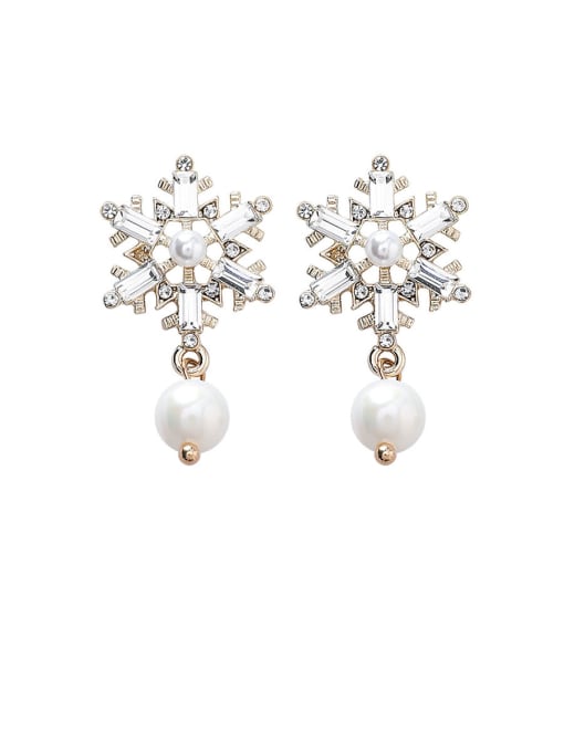 Girlhood Alloy With Platinum Plated Simplistic Snowflake Drop Earrings