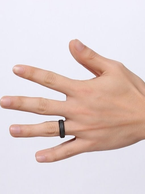 Black Trendy Gold Plated Frosted Titanium Women Ring