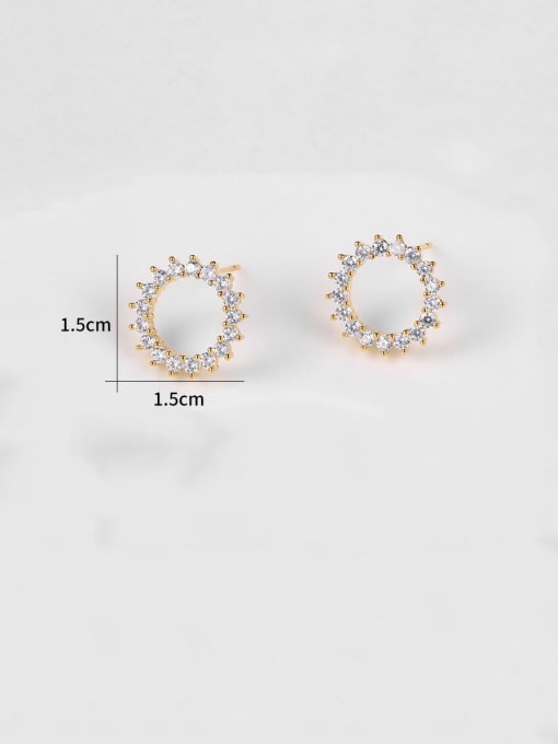Mo Hai Copper With White Gold Plated Simplistic Hollow Round Stud Earrings 2