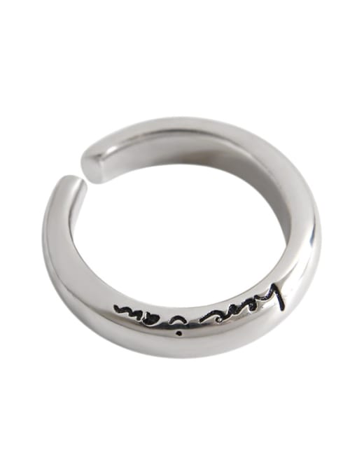 DAKA 925 Sterling Silver With Platinum Plated Simplistic Monogrammed Rings 2