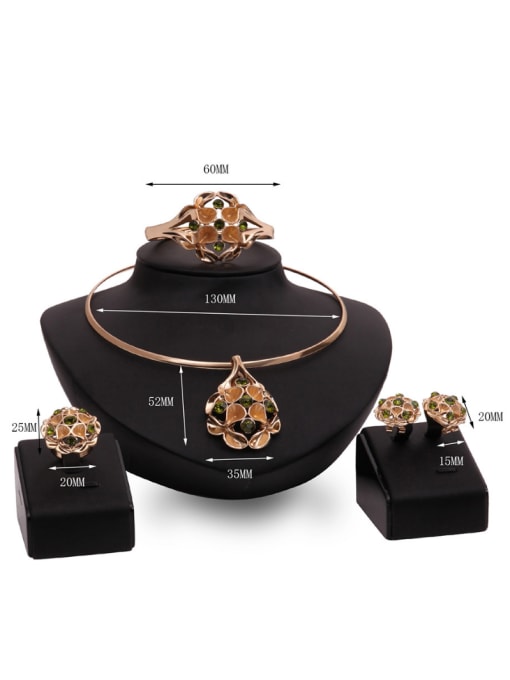 BESTIE Alloy Imitation-gold Plated Fashion Rhinestones Flower shaped Four Pieces Jewelry Set 2