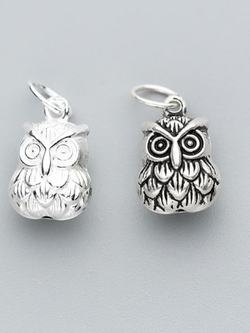 FAN 925 Sterling Silver With Antique Silver Plated Cute Owl Charms 0