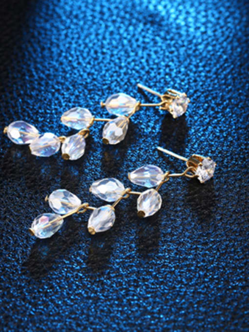 White Exquisite Branch Shaped Crystals Stud Earrings