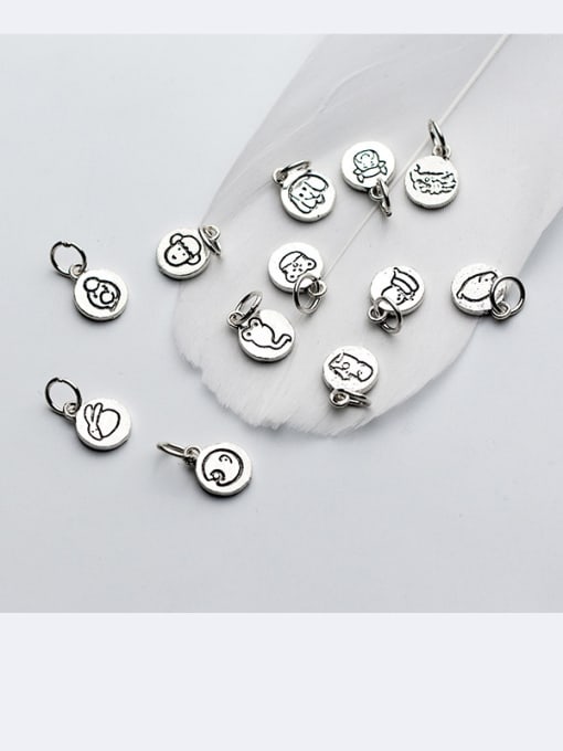 FAN 925 Sterling Silver With Platinum Plated Cute Animal Charms 1