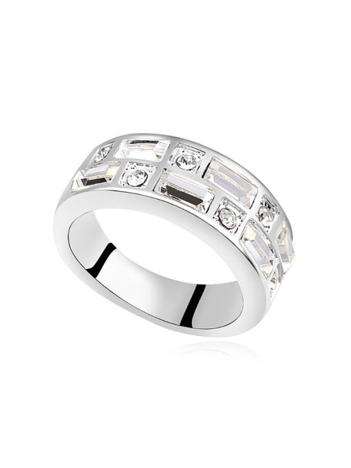 White Simple austrian Crystals Platinum Plated Alloy Ring