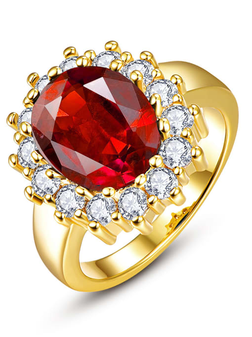 Gold,red Women 18K Gold Zircon Engagement Ring
