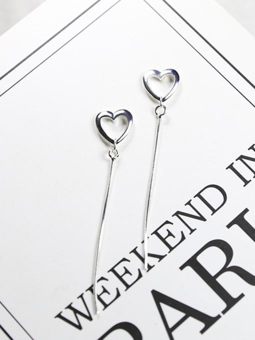 Peng Yuan Simple Hollow Heart Slim Line 925 Silver Stud Earrings 2