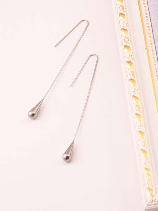 GROSE Titanium With Gold Plated Simplistic Water Drop Hook Earrings 2