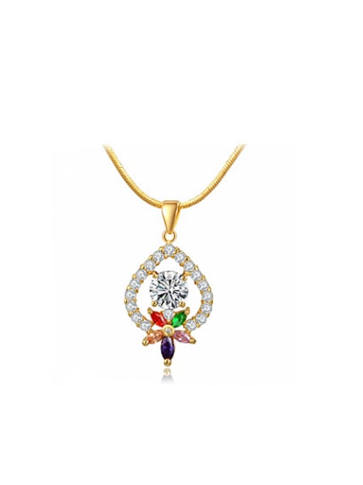 18K Gold Exquisite 18K Gold Plated Flower Shaped Crystal Necklace