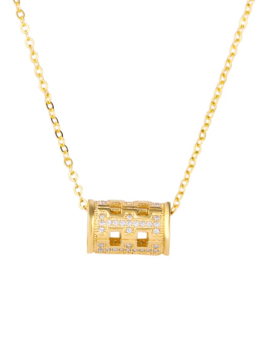 Golden Copper With Cubic Zirconia Fashion Geometric Necklaces