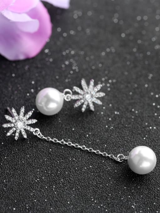 kwan Temperament  Snowflake Pearl Asymmetry Drop Earrings 1