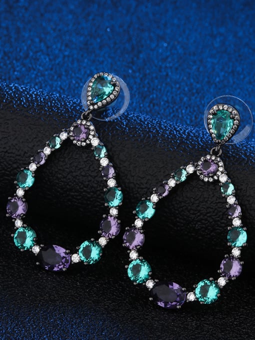 ROSS Copper With  Glass stone Trendy Water Drop Stud Earrings 2