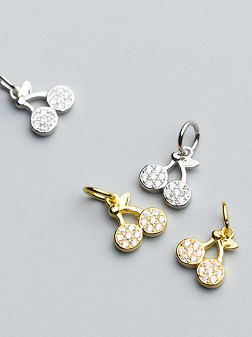 FAN 925 Sterling Silver With 18k Gold Plated Cute Cherry Charms 2