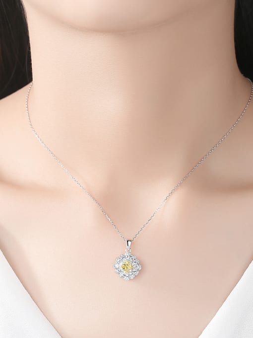 CCUI 925 Sterling Silver With Platinum Plated Delicate Square Necklaces 1