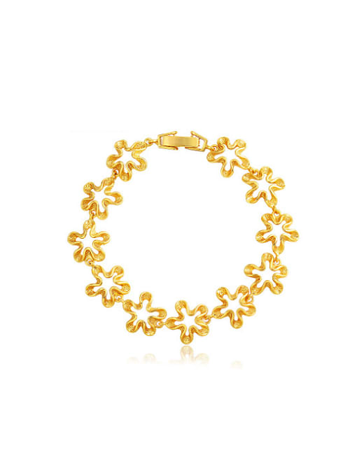 XP Copper Alloy 24K Gold Plated Retro style Flower Bracelet