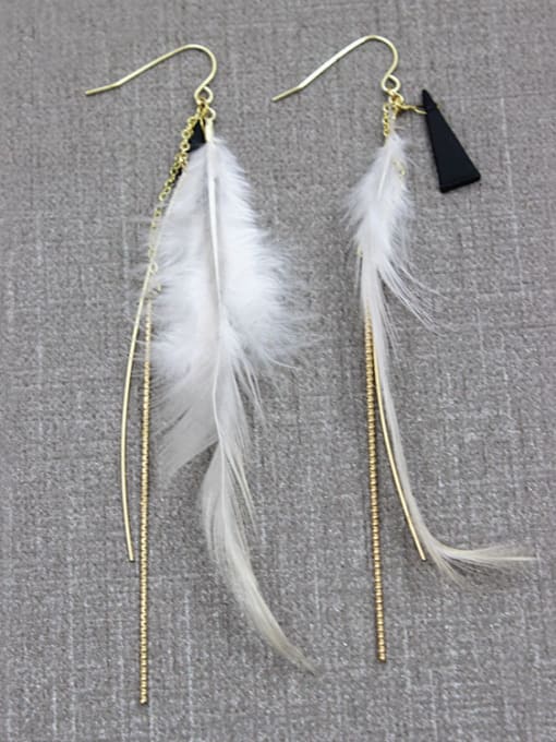 white Exquisite 16K Gold Plated Feather Earrings