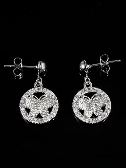 SANTIAGO Exquisite Butterfly Shaped Platinum Plated Drop Earrings 1