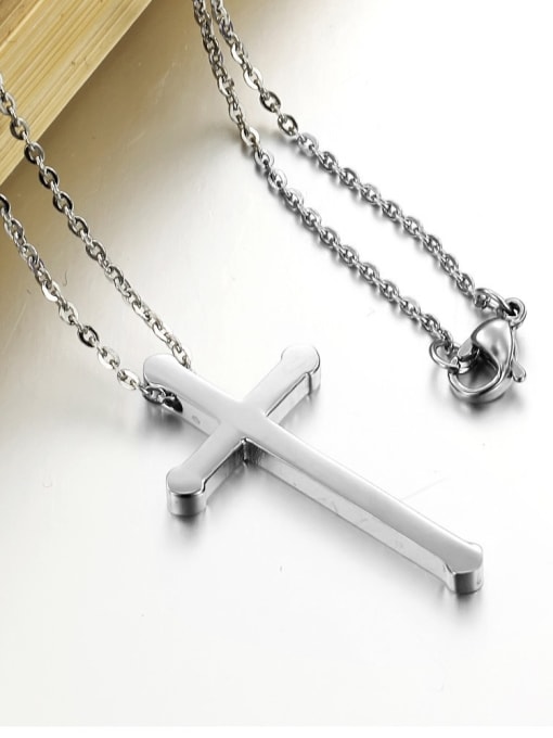 Open Sky Simple Cross Titanium Smooth Unisex Necklace 1