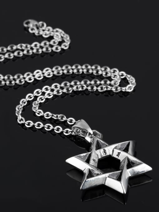 Open Sky Black Six-pointed Star Titanium Necklace 1