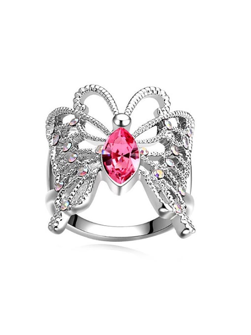 QIANZI Exaggerated austrian Crystals Butterfly Alloy Ring 3
