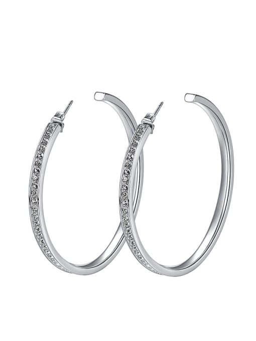 CEIDAI Simple Cubic Zircon Women Hoop Earrings 0